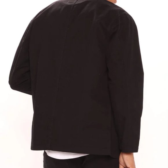 Canvas With Corduroy Shacket - Black - Picture 2 of 2